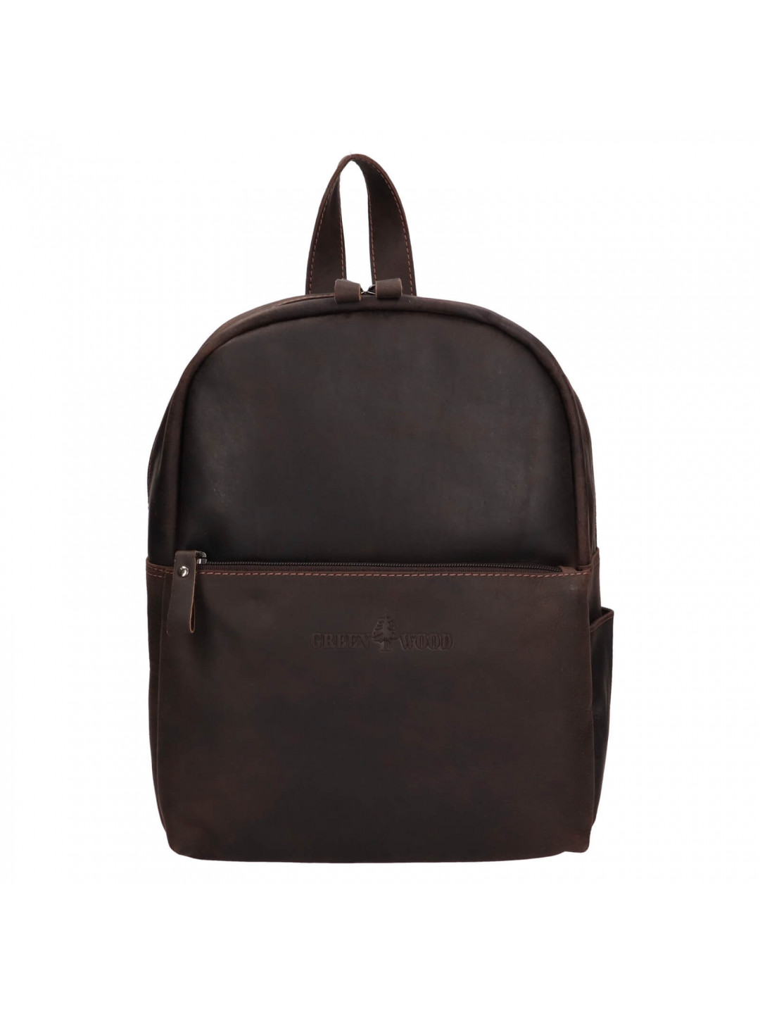 Trendy kožený batoh Greenwood Hagia – tmavě hnědá